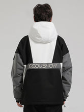 Men's Black & White Kangaroo Pocket Waterproof Baggy Snowboard Anoraks